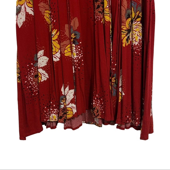 FREE PEOPLE Boho Lovely Day Red Floral Sleeveless Tie Front Dress - Picture 8 of 16